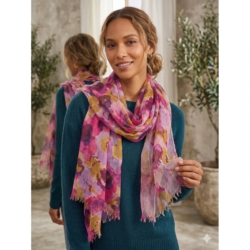 Assorted Lightweight Patterned Scarves Floral Paisley Geometric Multi-Color Lot